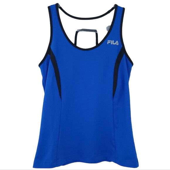 Fila Racerback Workout Tank Medium Built in Bra Blue Athletic Athleisure Workout - Picture 1 of 4